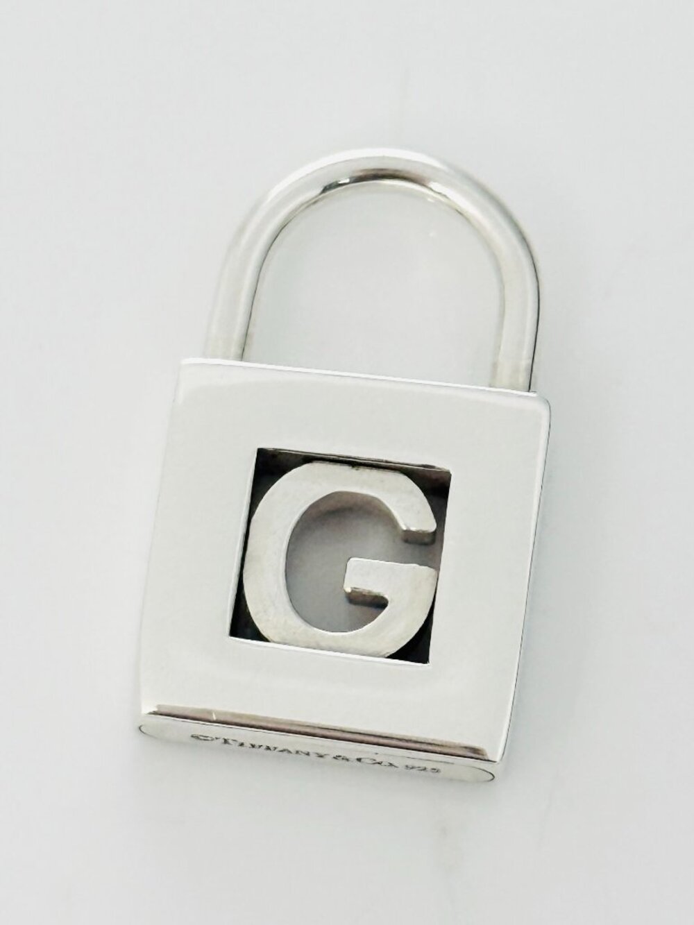 Tiffany & Co. Letter G Alphabet Initial Padlock Charm Pendant in Sterling Silver